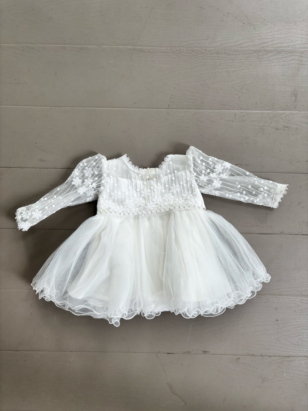 White Embroidered Tulle Flower Girl/ Baptism Dress